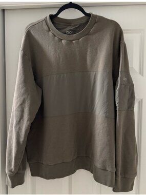 Alo Yoga Traverse Mixed Media Pullover – Tan | Men’s XL 🧘‍♂️